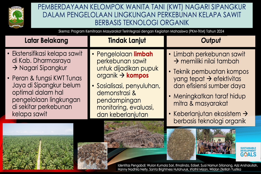 Pemberdayaan Kelompok Wanita Tani (KWT) Nagari Sipangkur dalam Pengelolaan Lingkungan Perkebunan Kelapa Sawit Berbasis Teknologi Organik
